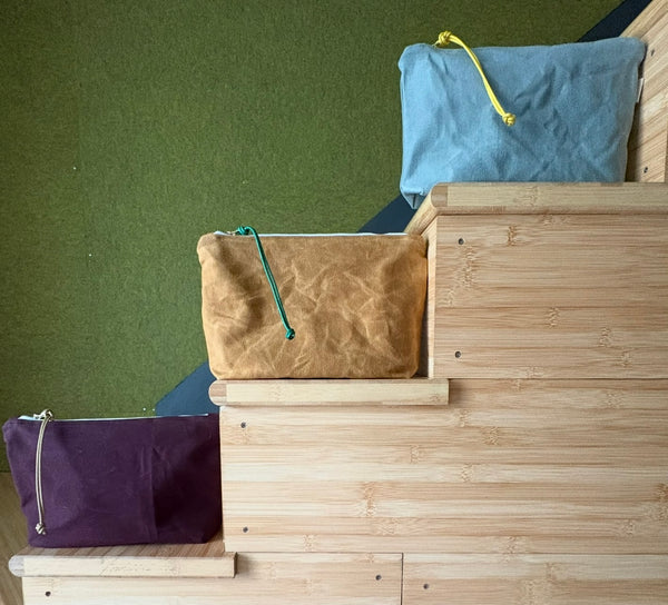 waxed canvas cosmetic bag - mini