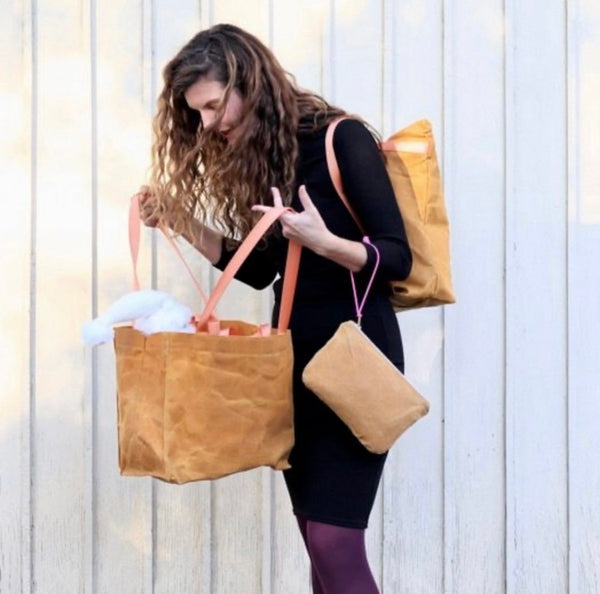 **Sample Sale** waxed canvas clutch