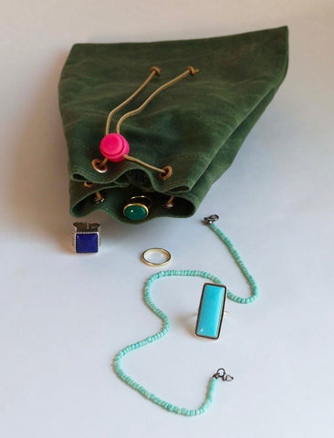 waxed canvas drawstring bag