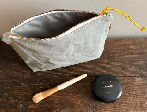 waxed canvas cosmetic bag - mini
