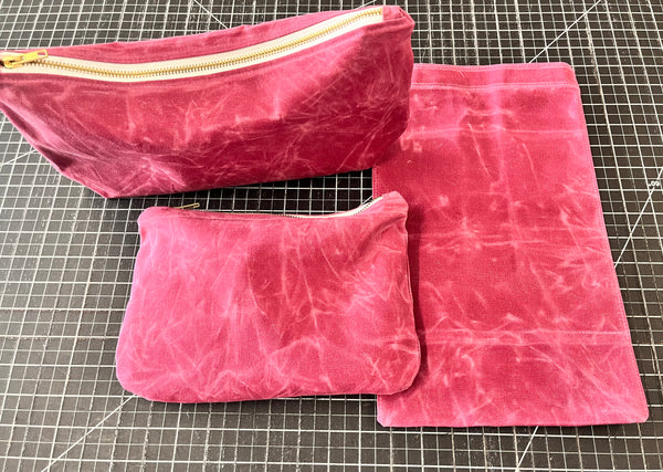 waxed canvas cosmetic bag - large