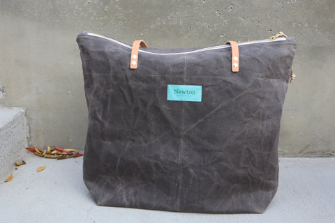 waxed canvas zip tote