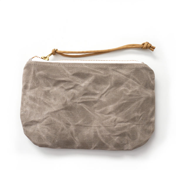 waxed canvas clutch