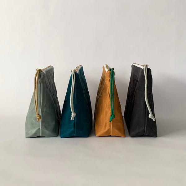 waxed canvas cosmetic bag - large