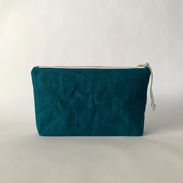 waxed canvas cosmetic bag - large