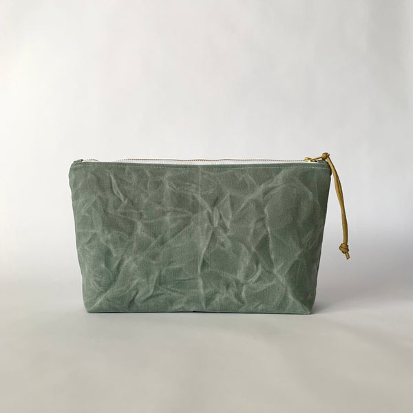 waxed canvas cosmetic bag - large