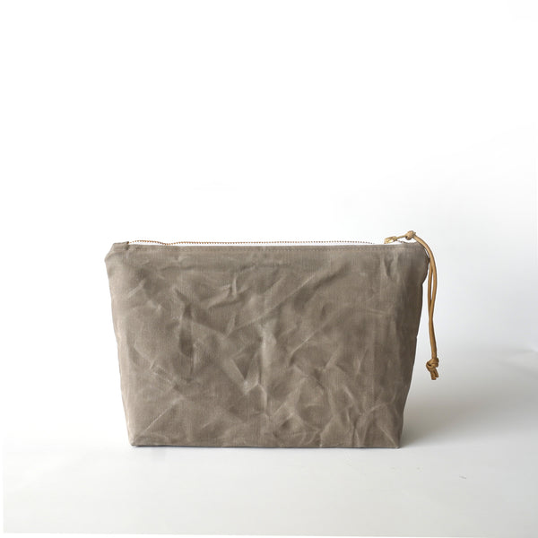 waxed canvas cosmetic bag - large