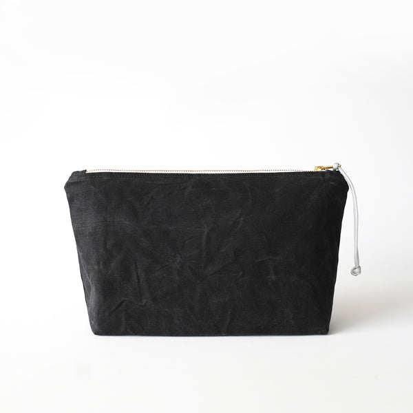 waxed canvas cosmetic bag - large